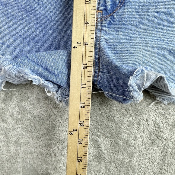 Zara Womens Denim Cutoff Shorts Womens 2 Blue Denim High Waist Raw Hem Festival - Picture 4 of 16